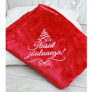Punane pleed (130x170cm) "Ilusat jõuluaega"