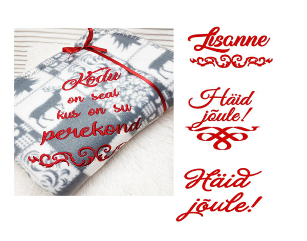 Jõulupleed kirja ja kaunistusega 150x200 cm (9 erinevat disaini)