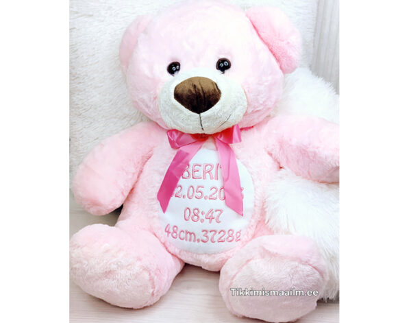 Suur karu sünniandmetega (karu suurus 44 cm) roosa