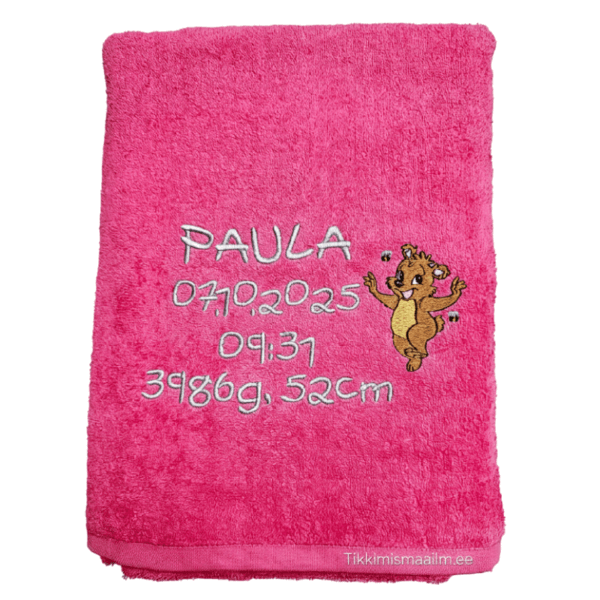 Saunalina 75×150 cm (400 g/m²) beebi sünniandmetega